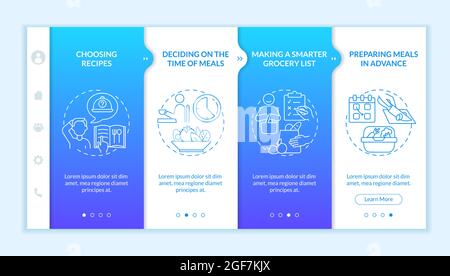 Menu planning basics onboarding vector template Stock Vector
