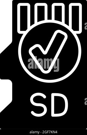 Includes memory card black glyph manual label icon Stock Vector