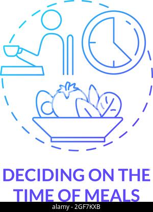 Deciding on time of meals blue gradient concept icon Stock Vector