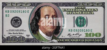 old colorized 100 dollar banknote for design purpose Stock Photo - Alamy
