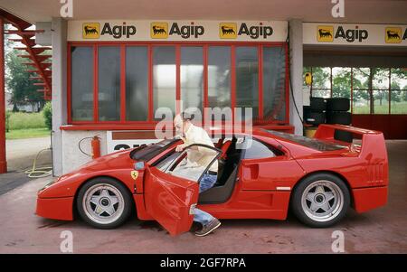 Press launch and test drive at the Fiorano Test track near of the Ferrari F40  Maranello Italy 05/1987 Stock Photo