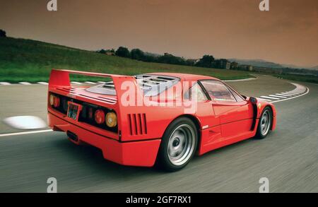 Press launch and test drive at the Fiorano Test track near of the Ferrari F40  Maranello Italy 05/1987 Stock Photo