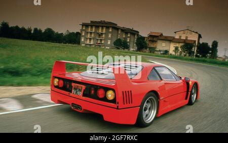 Press launch and test drive at the Fiorano Test track near of the Ferrari F40  Maranello Italy 05/1987 Stock Photo