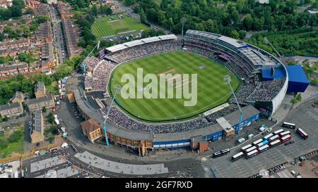 Aerial view of Edgbaston Cricket Ground for the England v Pakistan One Day International 2021. Picture Sam Bagnall Stock Photo