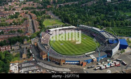 Aerial view of Edgbaston Cricket Ground for the England v Pakistan One Day International 2021. Picture Sam Bagnall Stock Photo