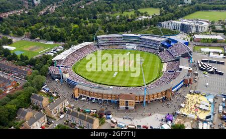 Aerial view of Edgbaston Cricket Ground for the England v Australia Day 2. Picture Sam Bagnall Stock Photo