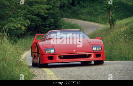 Press launch and test drive at the Fiorano Test track near of the Ferrari F40  Maranello Italy 05/1987 Stock Photo