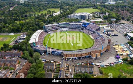 Aerial view of Edgbaston Cricket Ground for the England v Australia Day 2. Picture Sam Bagnall Stock Photo