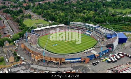 Aerial view of Edgbaston Cricket Ground for the England v New Zealand Day 01. Picture Sam Bagnall Stock Photo