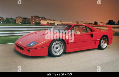 Press launch and test drive at the Fiorano Test track near of the Ferrari F40  Maranello Italy 05/1987 Stock Photo