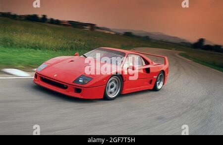 Press launch and test drive at the Fiorano Test track near of the Ferrari F40  Maranello Italy 05/1987 Stock Photo