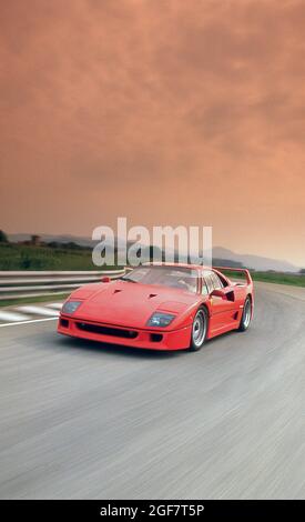 Press launch and test drive at the Fiorano Test track near of the Ferrari F40  Maranello Italy 05/1987 Stock Photo