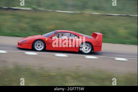 Press launch and test drive at the Fiorano Test track near of the Ferrari F40  Maranello Italy 05/1987 Stock Photo