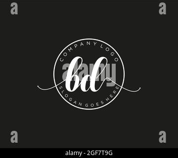 BD Feminine logo beauty monogram and elegant logo design, handwriting logo of initial signature, wedding, fashion, floral and botanical with creative Stock Vector