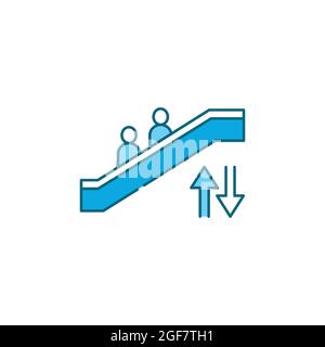 Escalator color line icon. Pictogram for web page, mobile app, promo. UI UX GUI design element. Editable stroke. Stock Vector