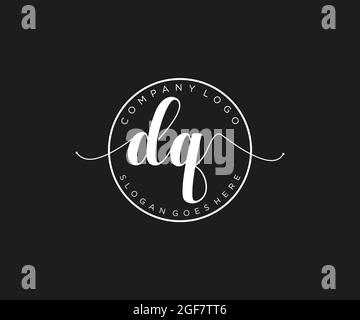 DQ Feminine logo beauty monogram and elegant logo design, handwriting logo of initial signature, wedding, fashion, floral and botanical with creative Stock Vector