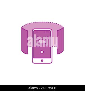 360 degree panoramic video camera in smartphone color line icon. Innovative technology. Pictogram for web page, mobile app, promo. UI UX GUI design el Stock Vector