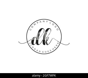 DK Feminine logo beauty monogram and elegant logo design, handwriting logo of initial signature, wedding, fashion, floral and botanical with creative Stock Vector