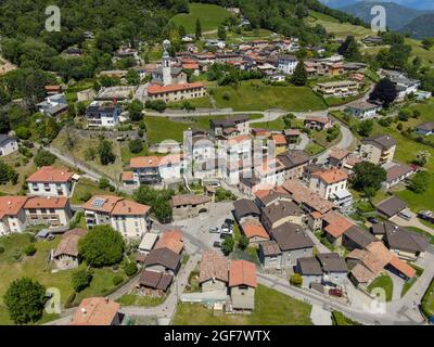 Drone view at the village of Arosio on the italian part of Switzerland Stock Photo