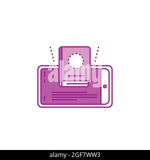Augmented reality online reading book color line icon. Virtual library in smartphone. Innovative technology. Pictogram for web page, mobile app, promo Stock Vector