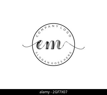EM Feminine logo beauty monogram and elegant logo design, handwriting logo of initial signature, wedding, fashion, floral and botanical with creative Stock Vector