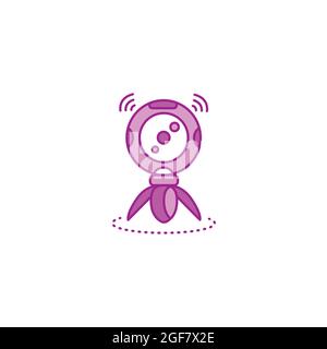 360 degree panoramic video camera on tripod color line icon. Innovative digital device. Pictogram for web page, mobile app, promo. UI UX GUI design el Stock Vector