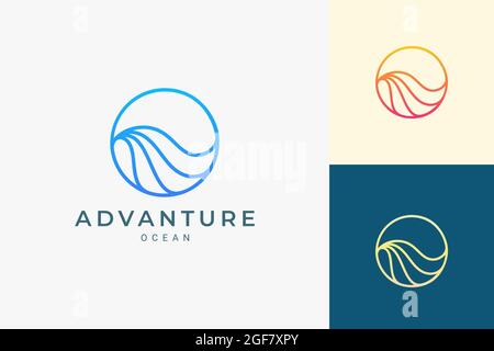 Marine or water theme logo in simple ocean wave circle shape Stock ...