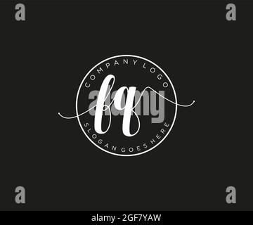 FQ Feminine logo beauty monogram and elegant logo design, handwriting logo of initial signature, wedding, fashion, floral and botanical with creative Stock Vector