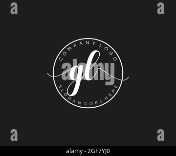GL Feminine logo beauty monogram and elegant logo design, handwriting logo of initial signature, wedding, fashion, floral and botanical with creative Stock Vector