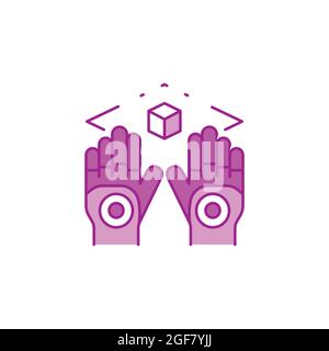 Wireless virtual reality gloves color line icon. Virtual reality experience. Innovative digital device. Pictogram for web page, mobile app, promo. UI Stock Vector
