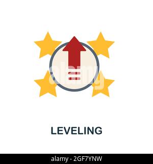 Leveling flat icon. Simple sign from gamification collection. Creative Leveling icon illustration for web design, infographics and more Stock Vector