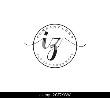 IZ Feminine logo beauty monogram and elegant logo design, handwriting logo of initial signature, wedding, fashion, floral and botanical with creative Stock Vector