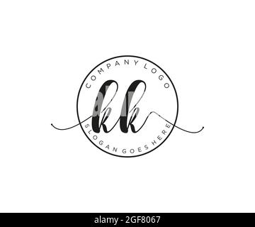 KK Feminine logo beauty monogram and elegant logo design, handwriting logo of initial signature, wedding, fashion, floral and botanical with creative Stock Vector