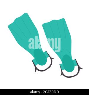 Fins for swimmer or diver, extreme sports activity and summer beach vacation vector illustration. Cartoon fins to swim in sea or ocean, happy summertime journey isolated on white Stock Vector