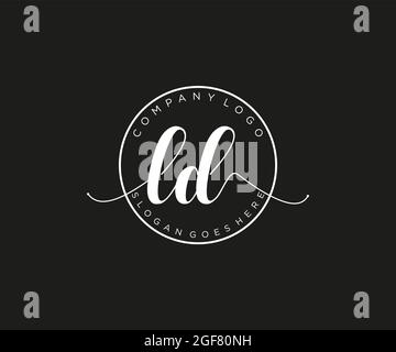 LD Feminine logo beauty monogram and elegant logo design, handwriting logo of initial signature, wedding, fashion, floral and botanical with creative Stock Vector
