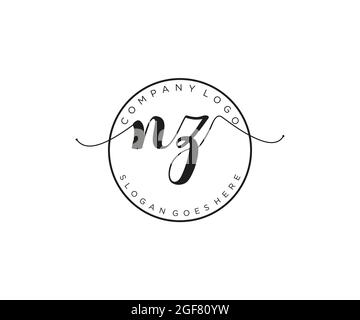 NZ Feminine logo beauty monogram and elegant logo design, handwriting ...
