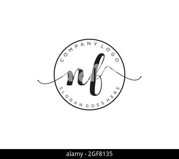 NF Feminine logo beauty monogram and elegant logo design, handwriting logo of initial signature, wedding, fashion, floral and botanical with creative Stock Vector
