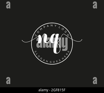 NQ Feminine logo beauty monogram and elegant logo design, handwriting ...
