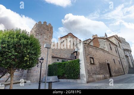 Rear view of The Cathedral of the Saviour (Catedral de Cristo Salvador), Catholic church in Avila in the south of Old Castile, Spain. Stock Photo