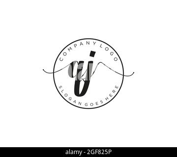 QJ Feminine logo beauty monogram and elegant logo design, handwriting logo of initial signature, wedding, fashion, floral and botanical with creative Stock Vector