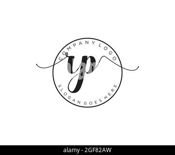 RP Feminine logo beauty monogram and elegant logo design, handwriting logo of initial signature, wedding, fashion, floral and botanical with creative Stock Vector