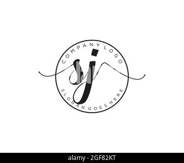 SJ Feminine logo beauty monogram and elegant logo design, handwriting logo of initial signature, wedding, fashion, floral and botanical with creative Stock Vector
