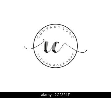 RC Feminine logo beauty monogram and elegant logo design, handwriting logo of initial signature, wedding, fashion, floral and botanical with creative Stock Vector