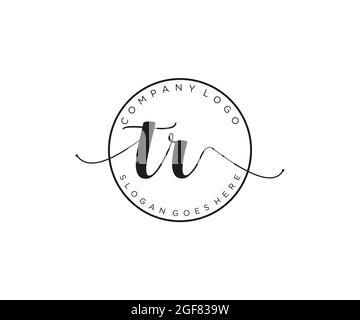TR Feminine logo beauty monogram and elegant logo design, handwriting logo of initial signature, wedding, fashion, floral and botanical with creative Stock Vector