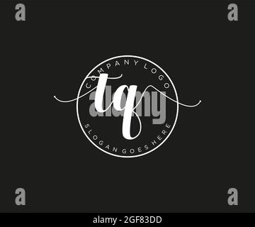 TQ Feminine logo beauty monogram and elegant logo design, handwriting logo of initial signature, wedding, fashion, floral and botanical with creative Stock Vector