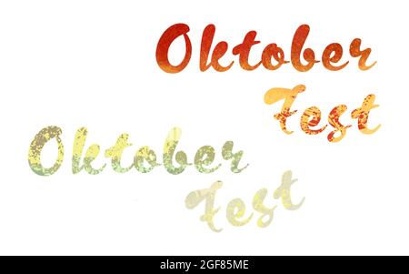 Oktoberfest Lettering template on hand drawn watercolor background, trace watercolor background. Vector illustration Stock Vector