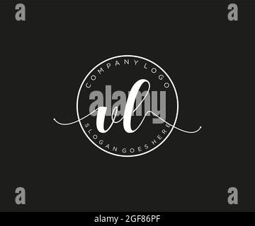 VL Feminine logo beauty monogram and elegant logo design, handwriting logo of initial signature, wedding, fashion, floral and botanical with creative Stock Vector