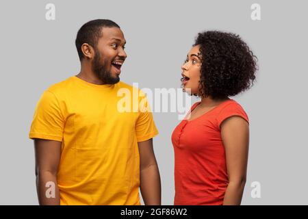 happy excited african american couple Stock Photo