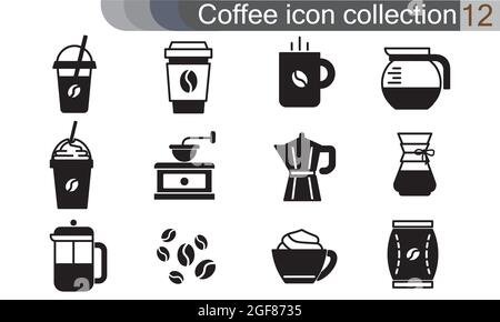 Coffee icon set in thin line style. Cafe and restaurant corporate identity design elements. Coffee maker or coffee shop vector pictograms. Hot drinks Stock Vector