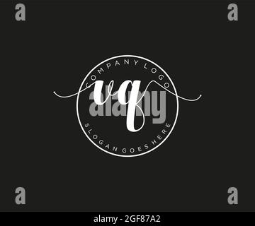 VQ Feminine logo beauty monogram and elegant logo design, handwriting logo of initial signature, wedding, fashion, floral and botanical with creative Stock Vector